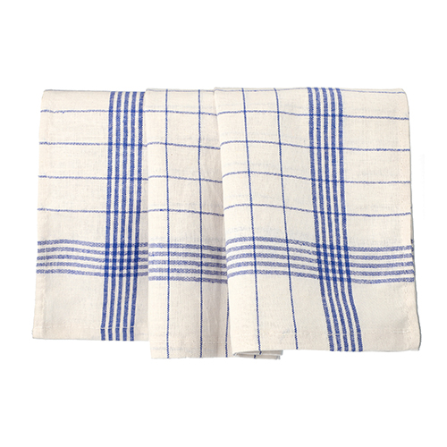 [92071] 10 x 10 Geschirrtücher 70 cm x 50 cm weiss/blau "Halbleinen"