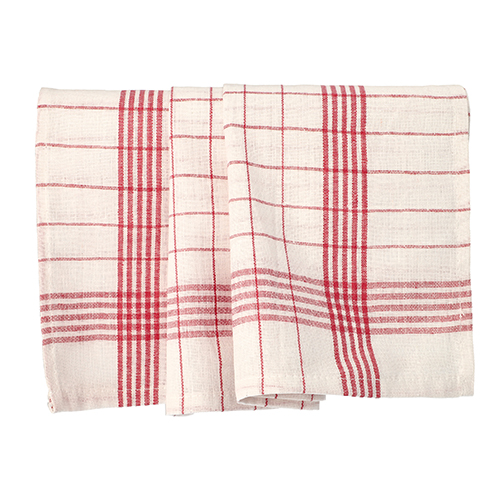 [92072] 10 x 10 Geschirrtücher 70 cm x 50 cm weiss/rot "Baumwolle"