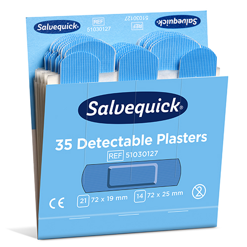 [92216] 10 x 6 Set "Cederroth" Salvequick Detectable Pflaster (35 Stück) blau , Refill