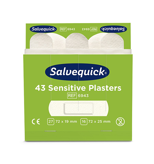 [92223] 10 x 6 Set "Cederroth" Salvequick Sensitive Pflaster (43 Stück) weiss , Refill