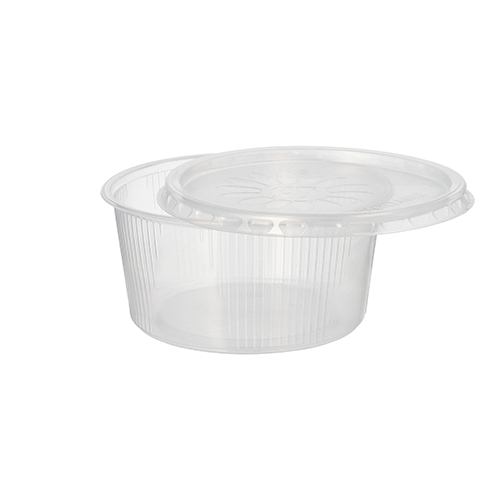 5 x 50 Verpackungsbecher mit Deckel, PP rund 250 ml Ø 10,5 cm · 5,1 cm transparent