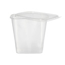 5 x 50 Verpackungsbecher mit Deckel, PP eckig 500 ml 10,1 cm x 8,9 cm x 11,4 cm transparent