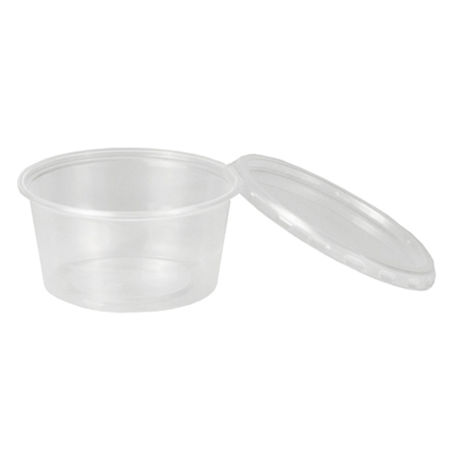 [95270] 10 x 50 Dressingbecher mit Deckel, PP rund 80 ml Ø 7 cm · 3,5 cm transparent