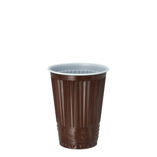 [95449] 30 x 100 Thermo-Automatenbecher, PS 0,18 l Ø 7,03 cm · 9 cm braun/weiss
