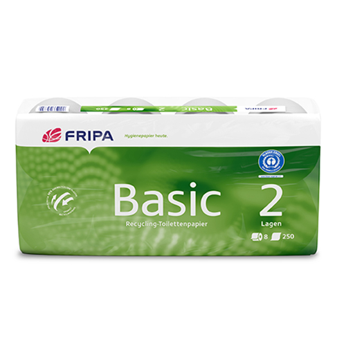 [95716] 6 x 8 Rollen Toilettenpapier, 2-lagiges Tissue Ø 12 cm · 11,5 cm x 9,8 cm weiss "Basic" 400 Blatt