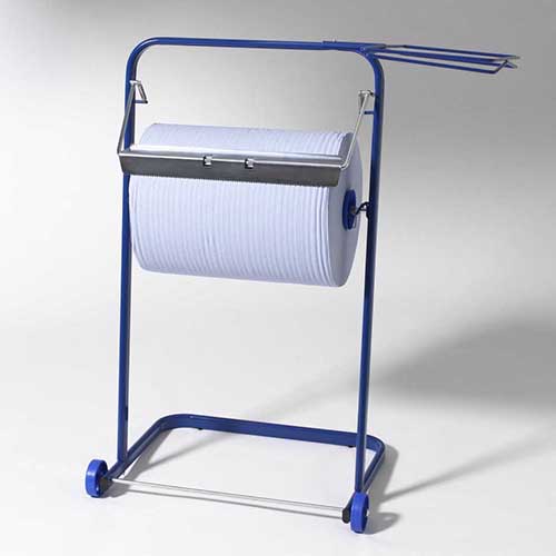 [95743] Bodenständer für Putzrollen 89,5 cm x 38 cm x 75 cm blau mit Abfallsackhalterung