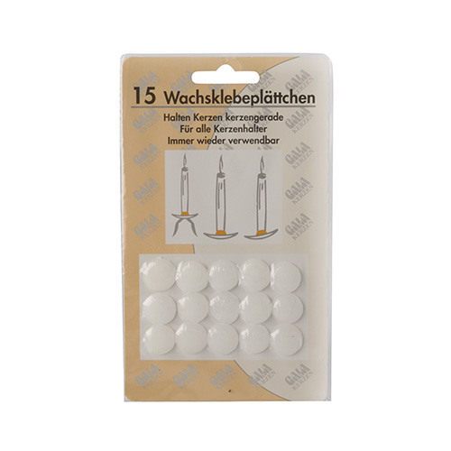 [95760] 25 x 15 Wachsklebeplättchen Ø 15 mm weiss
