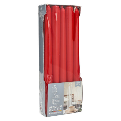 [95926] 10 x 10 Leuchterkerzen Ø 2,3 cm · 25 cm tangorot