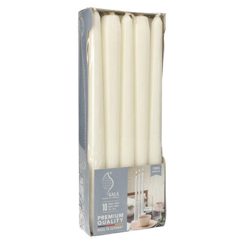 [95927] 10 x 10 Leuchterkerzen Ø 2,3 cm · 25 cm weiss