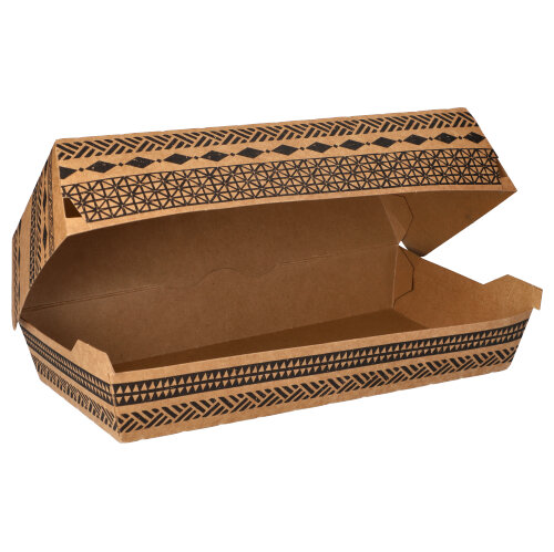300 Baguetteboxen, Pappe 7,5 cm x 10,7 cm x 22 cm braun "Maori" groß