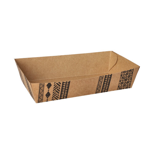 [96444] 480 Snacktrays, Pappe 3,8 cm x 8,5 cm x 15,5 cm braun "Maori" extra groß