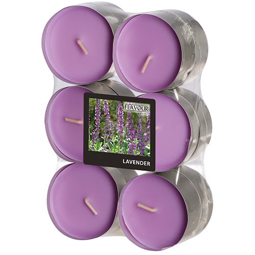 12 x 12 "GALA" Maxi Duftlichte Ø 58 mm · 24 mm violett - Lavender