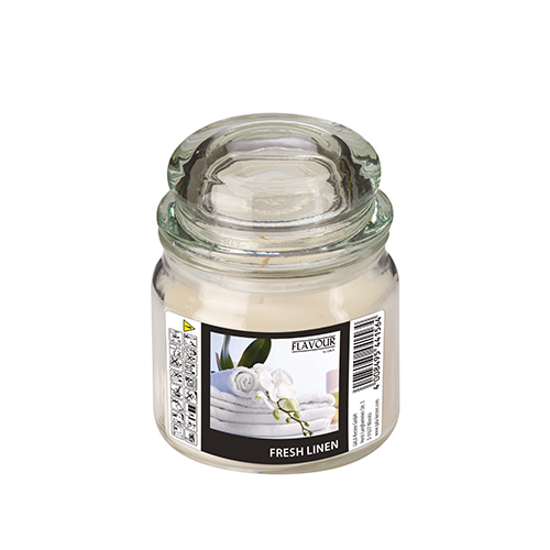 [96967] 4 x "GALA" Bonbonglas mit Wachsfüllung, MAXI Ø 90 mm · 120 mm weiss - Fresh Linen