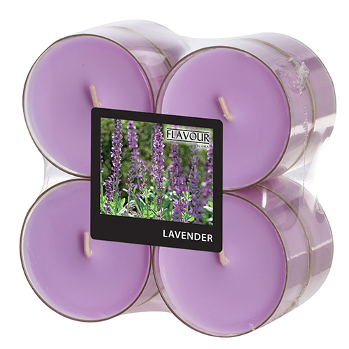 [96991] 6 x 8 "GALA" Maxi Duftlichte Ø 59 mm · 24 mm violett - Lavender in Polycarbonathülle