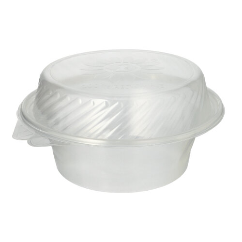 4 x 25 Feinkost- und Salatschalen mit Klappdeckel PP rund 1400 ml 11 cm x 22 cm x 21,5 cm