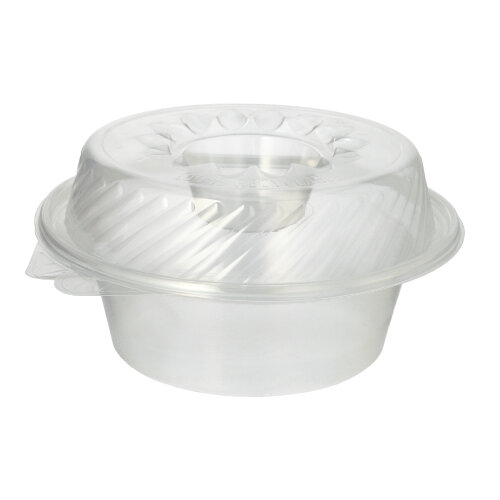 4 x 25 Feinkost- und Salatschalen mit Klappdeckel PP rund 1400 ml 11,4 cm x 22 cm x 21,5 cm mit Dipfach