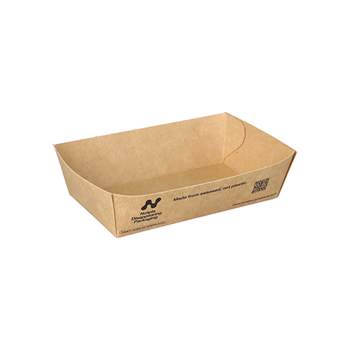 [97054] 6 x 140 Snacktrays, Pappe "NOTPLA" 3,5 cm x 7 cm x 12 cm braun