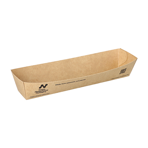 [97058] 6 x 160 Snacktrays, Pappe "NOTPLA" 3,5 cm x 3,3 cm x 18,5 cm braun