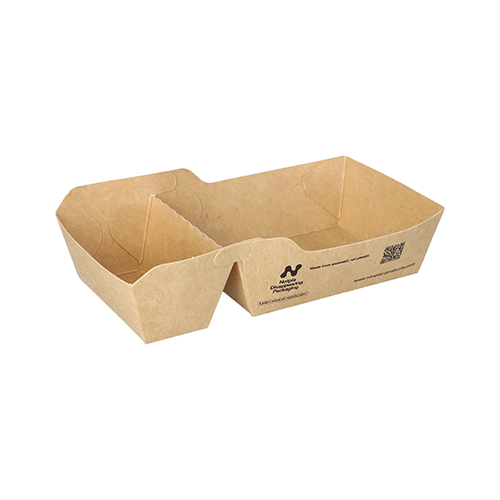 [97060] 6 x 120 Snacktrays, Pappe "NOTPLA" 3,5 cm x 7 cm x 14,5 cm braun