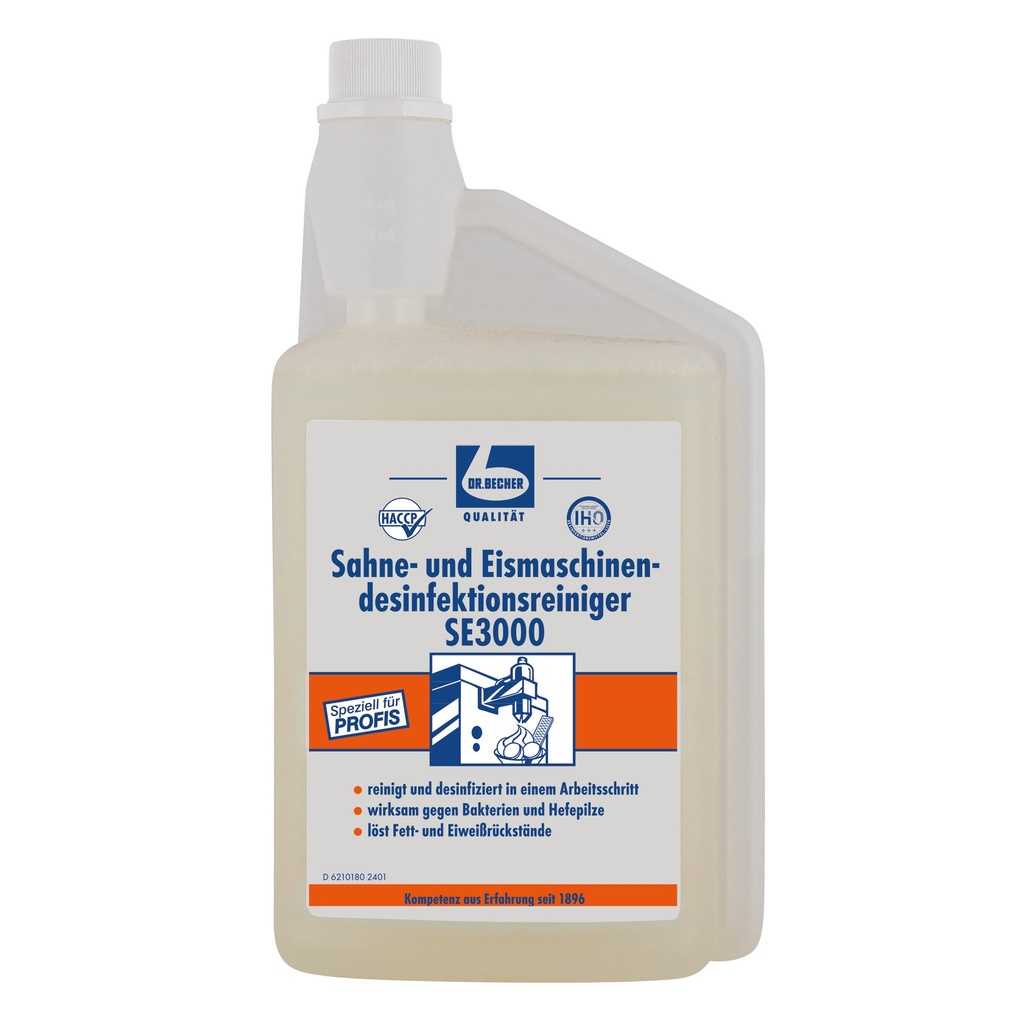 8 x "Dr. Becher" Sahne-und Eismaschinendesinfektionsreiniger 1 l SE3000 mit Dosierkopf
