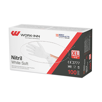 [98431] 10 x 100 "WORK-INN/PS" Handschuhe Nitril puderfrei "White Soft" weiss Größe: XL