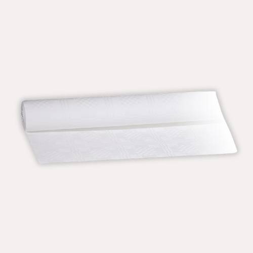 Papier-Tischdeckenrolle DAMAST – 1 x 50 m, weiß