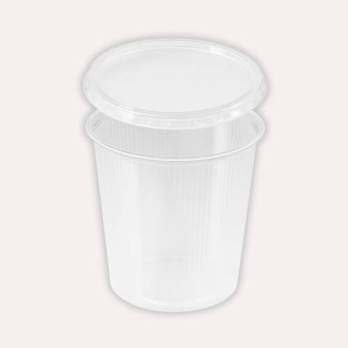 [8043] Feinkostbecher rund 500 ml – inkl. Deckel im Kombipack