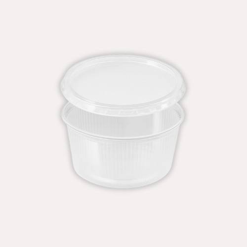 [8042] Feinkostbecher rund 250 ml – inkl. Deckel im Kombipack