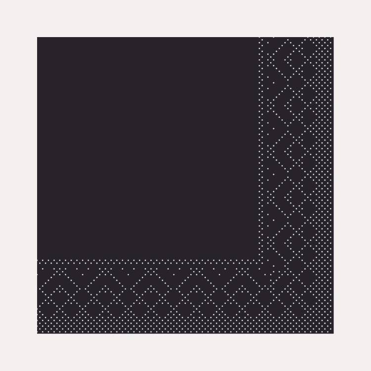 [8319] Cocktailserviette 24x24 cm, 3-lagig, schwarz