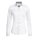 Bluse, weiß mit Kontrast grau