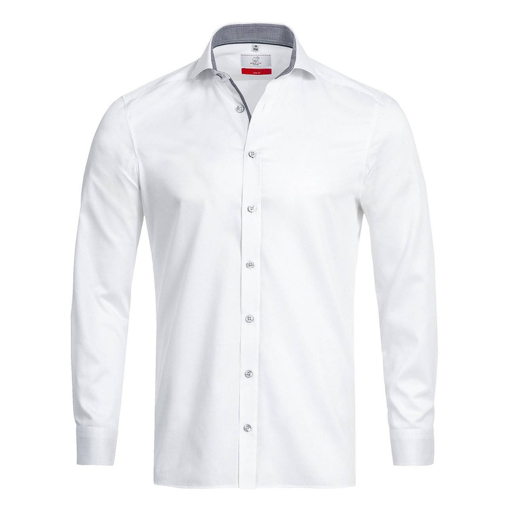 [29-67621-1200-211] Hemd, weiß mit Kontrast grau