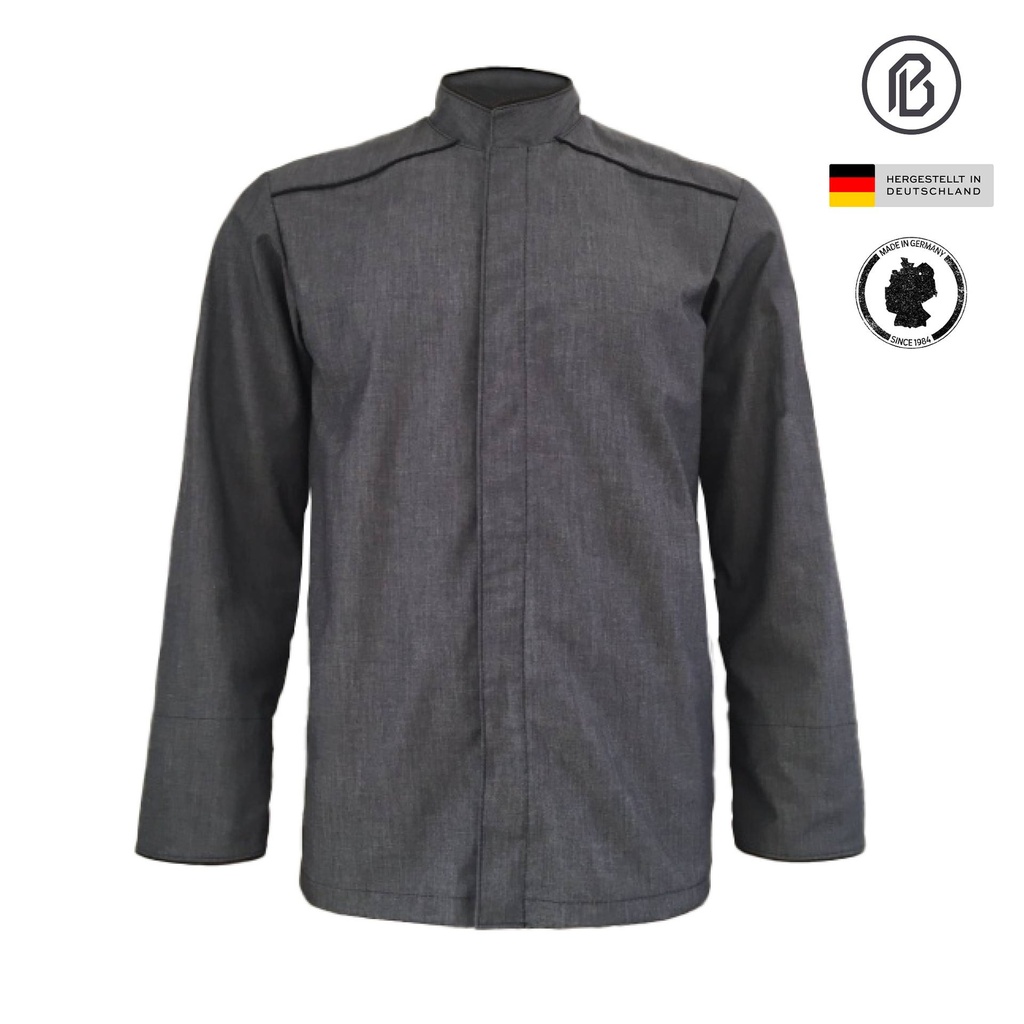 [010HE-TR8095] Treck-Henry, Denim-schwarz, mit verdeckter Knopfreihe