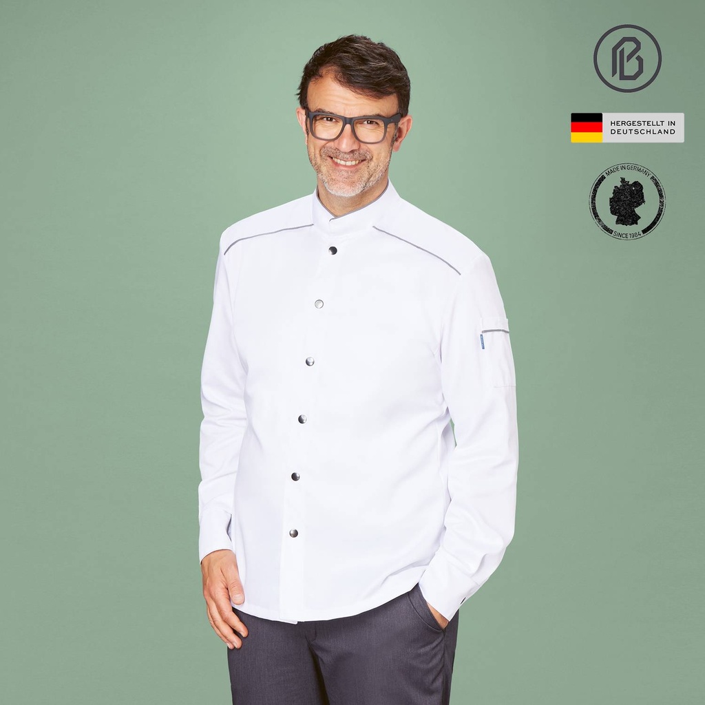 Repet-Henry, weiße Herren-Kochjacke