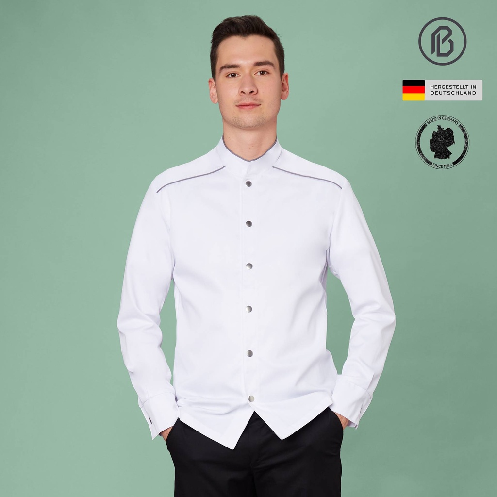 Buran-Henry, weiße Herren-Kochjacke