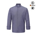 TRECK-ZERO, farbige Kochjacke, blaue Denim-Optik
