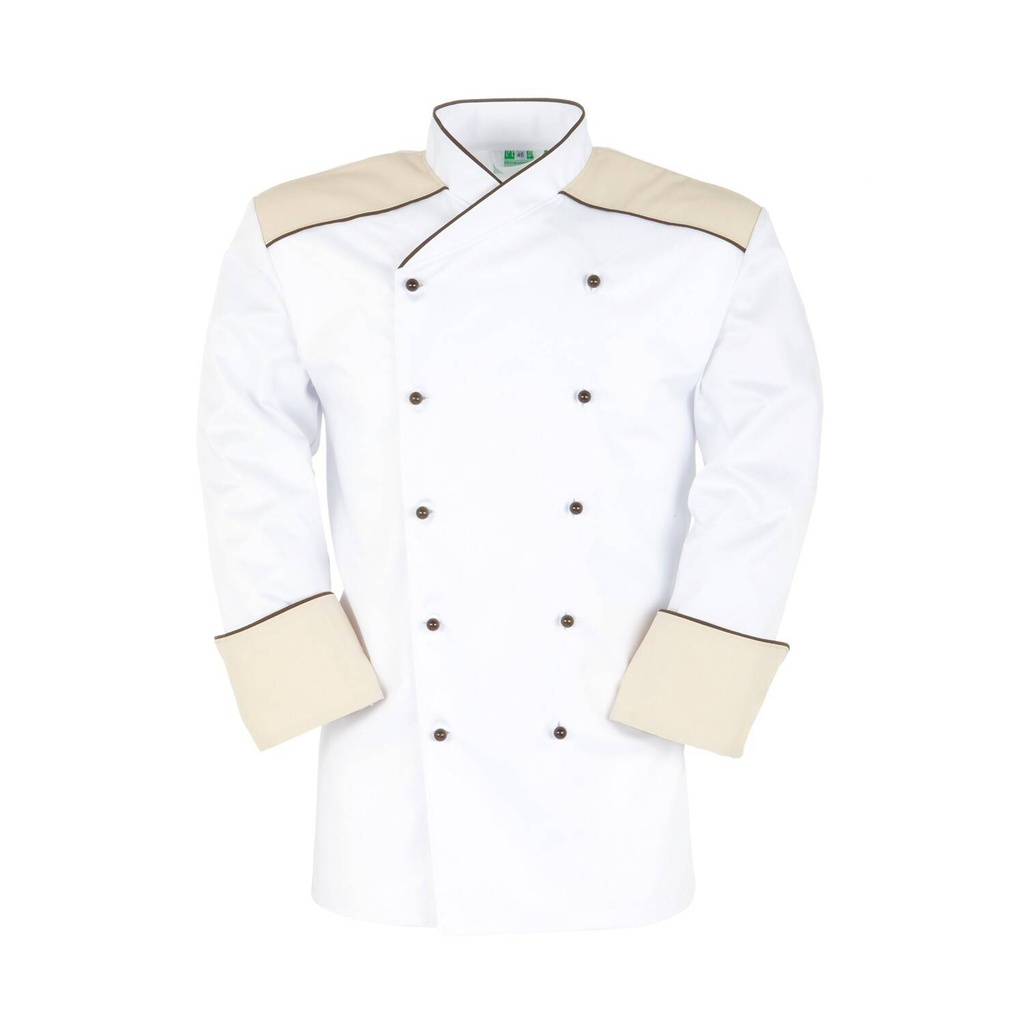 Satin-Alexa, Damen-Kochjacke weiß