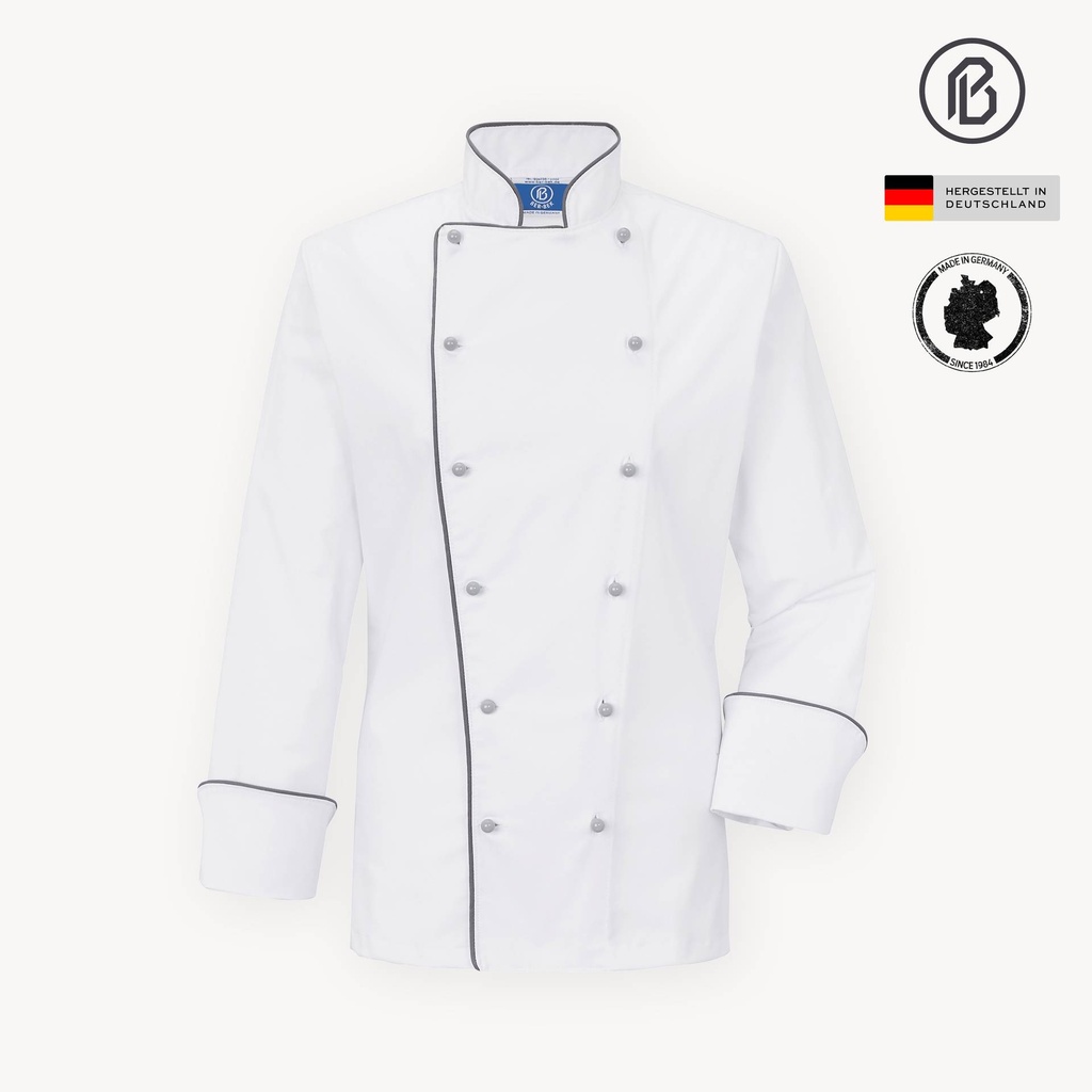 [01100SP-P] Buran-Spina, weiße Damen-Kochjacke