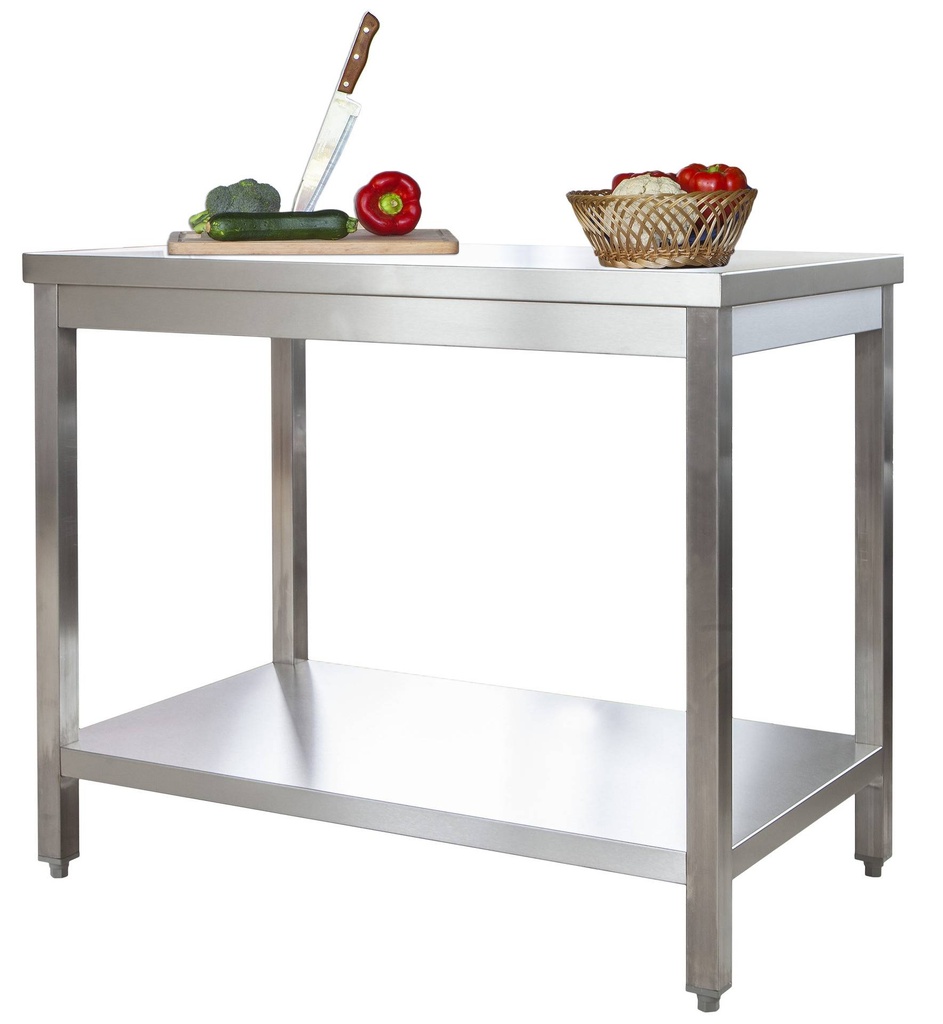 [ATG077] Edelstahl Arbeitstisch Profi 700 x 700 mm - mit Grundboden