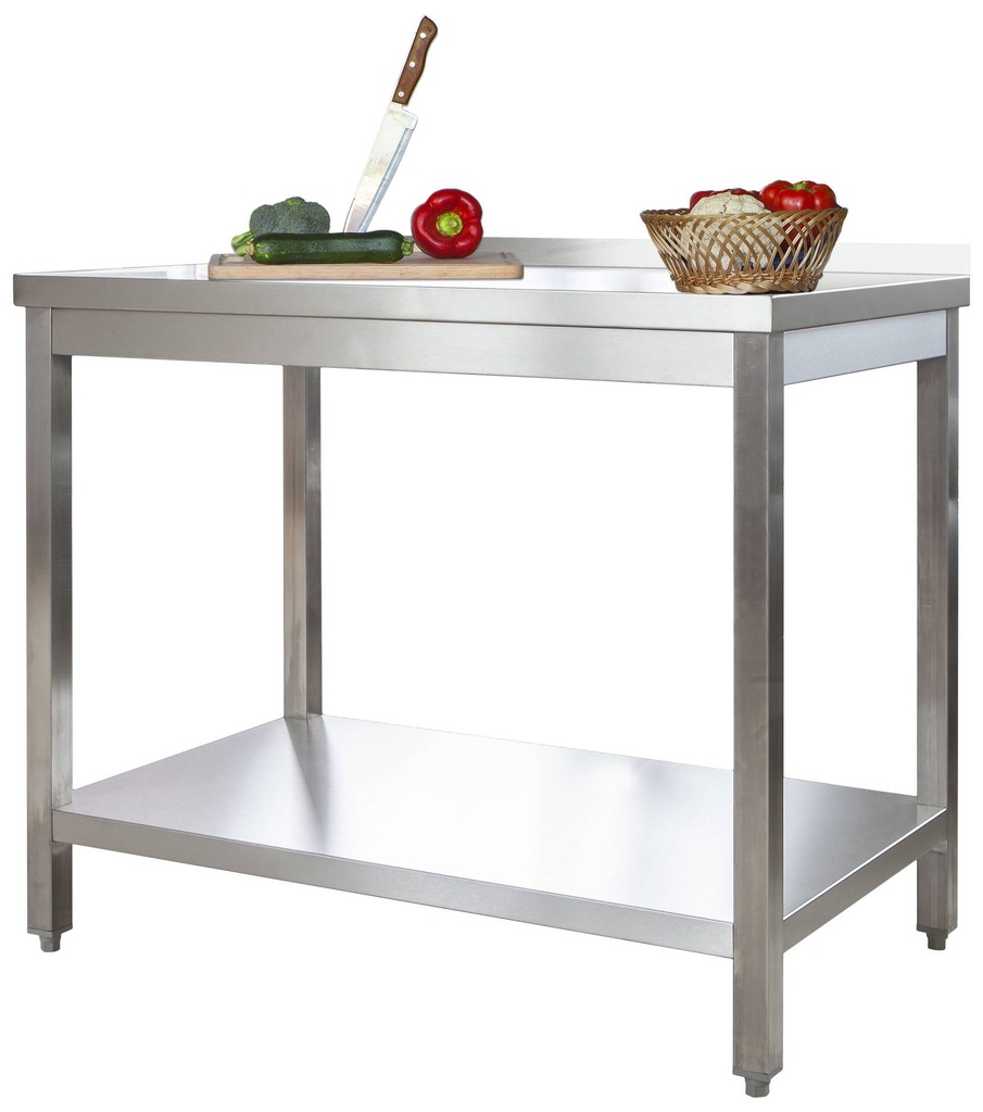 Edelstahl Arbeitstisch Profi 800 x 700 mm - mit Grundboden und Aufkantung