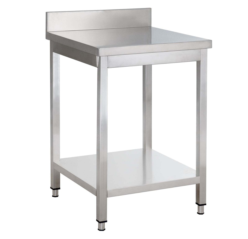 [YATS76A] Edelstahl Arbeitstisch Basic 7x6 mit Grundboden und Aufkantung, zur Selbstmontage