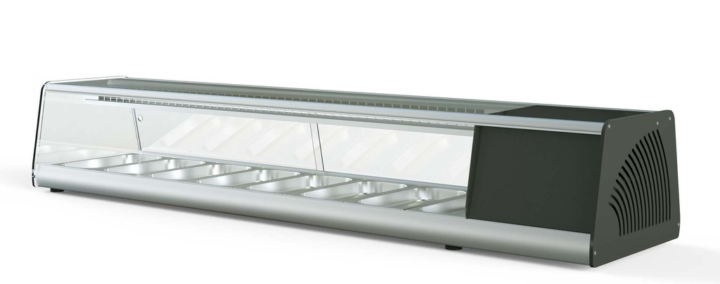 [SVE-PROFI8] Sushi Vitrine PROFI 8x1/3GN - eckiges Glas