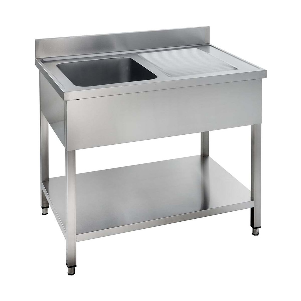 Spültisch Basic 12x6 mit 1 Becken links, Aufkantung und Grundboden