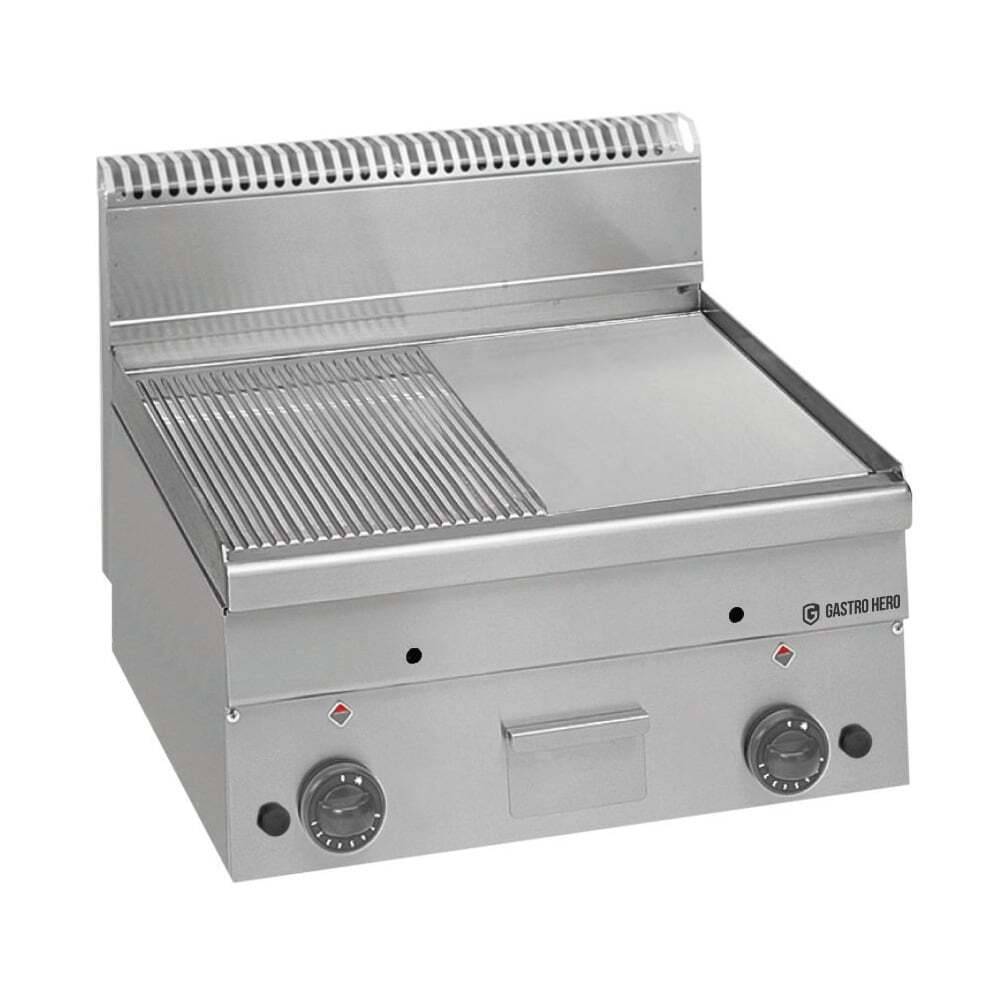 [MG066-03-004] Gas-Grillplatte Serie 600 - 60/60 - 1/2 glatt, 1/2 gerillt - Tischgerät - 10,2 kW