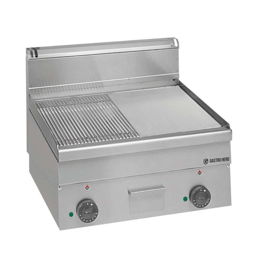 [ME066-03-004] Elektro-Grillplatte Serie 600 - 60/60 - 1/2 glatt, 1/2 gerillt Tischgerät - 7,5 kW