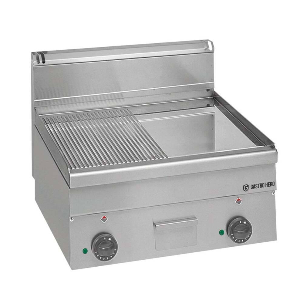 Elektro-Grillplatte Serie 600 - 60/60 - 1/2 glatt, 1/2 gerillt, verchromt - Tischgerät - 7,5 kW