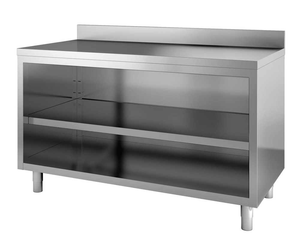 [ASSO-ECO10X6A] Edelstahl Arbeitsschrank ECO 10x6 offen mit Aufkantung 100mm