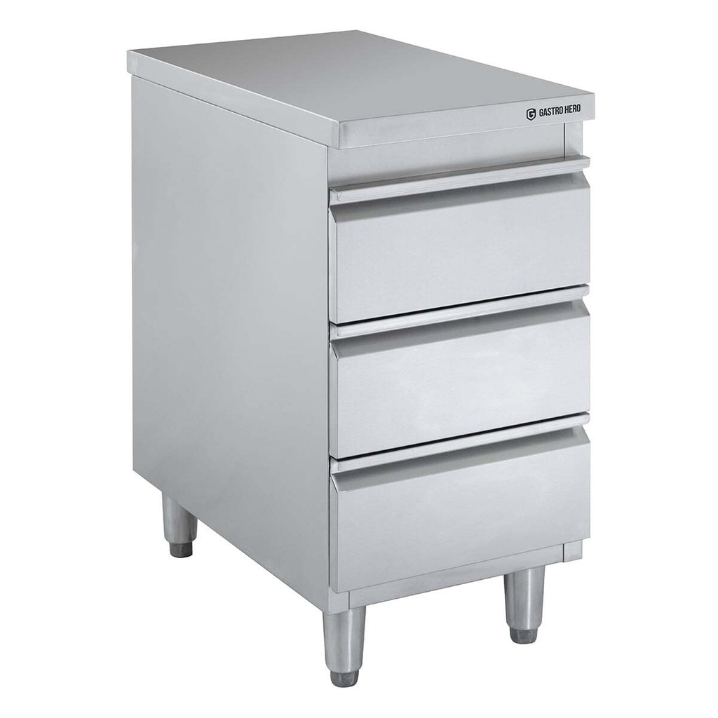 Edelstahl-Schubladenschrank BASIC 3er Einheit 600, AISI 201