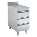 Edelstahl-Schubladenschrank BASIC 3er Einheit 700 mit Aufkantung, AISI 201