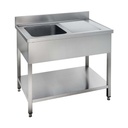 Spültisch Basic 10x6 mit 1 Becken links, Aufkantung und Grundboden