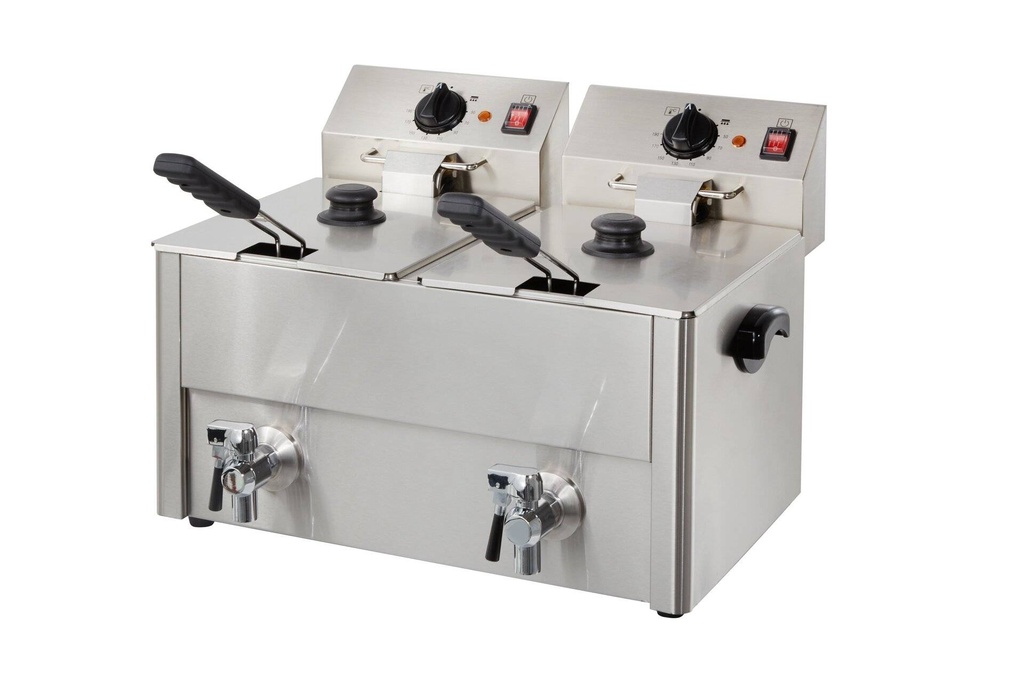 [EF-ECO10_10A] Elektro-Doppel-Fritteuse ECO 10+10 Liter mit Ablasshahn